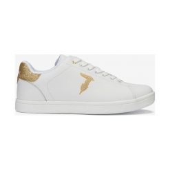 Trussardi Jeans Tenisówki Biały. Białe trampki i tenisówki damskie Trussardi Jeans, z aplikacjami, z jeansu, bez zapięcia. Za 602,95 zł.