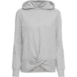 Bluza z efektem przewiązania bonprix jasnoszary melanż. Szare bluzy rozpinane damskie bonprix, melanż, z kapturem. Za 74,99 zł.