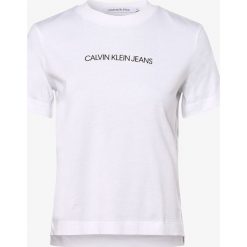 Calvin Klein Jeans - T-shirt damski, biały. Białe t-shirty damskie Calvin Klein Jeans, s, z nadrukiem, z jeansu, eleganckie, bez kołnierzyka. Za 139,95 zł.