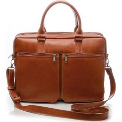Męska skórzana torba na ramię, laptopa Solier. Czarne torby męskie skórzane Solier Gold, w paski, ze skóry, eleganckie, na ramię. Za 599,00 zł.