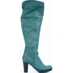 Kozaki za kolano - skóra naturalna - model 185 - kolor zielony. Zielone kozaki damskie Zapato, na randkę, na zimę, z dzianiny, klasyczne, przed kolano, na wysokim obcasie, na obcasie, bez zapięcia. W wyprzedaży za 367,50 zł.