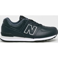 New Balance - Buty GC574ERV. Niebieskie trampki chłopięce New Balance, bez wzorów, ze skóry, sportowe, z okrągłym noskiem, na sznurówki. W wyprzedaży za 179,90 zł.