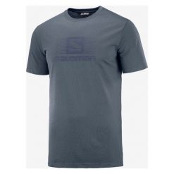 Salomon Blend Logo Koszulka Szary. Szare podkoszulki męskie Salomon, m, z nadrukiem, z bawełny, bez kołnierzyka, z krótkim rękawem, krótkie. Za 137,95 zł.