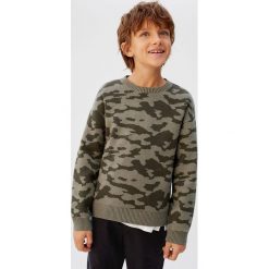 Mango Kids - Sweter dziecięcy Camu 110-164 cm. Żółte swetry chłopięce Mango Kids, bez wzorów, z bawełny, z okrągłym kołnierzem. W wyprzedaży za 59,90 zł.