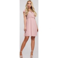Różowa Sukienka Mart. Różowe sukienki damskie other, na imprezę, s, z haftami, eleganckie, bez kołnierzyka, bez rękawów, mini. Za 79,99 zł.