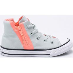 Converse - Trampki dziecięce. Trampki dziewczęce Converse, bez wzorów, z materiału, na sznurówki. W wyprzedaży za 99,90 zł.