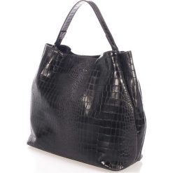 Torebki klasyczne damskie: Skórzana torebka w kolorze ciemnoszarym – 49 x 28 x 15 cm
