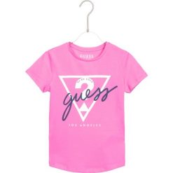 Guess Koszulka Różowy. Różowe podkoszulki damskie Guess, z nadrukiem, z elastanu. Za 87,95 zł.