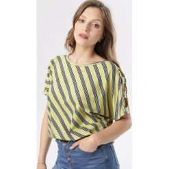 Żółta Bluzka Lamimei. Żółte bluzki damskie Born2be, xl, bez wzorów, bez kołnierzyka, bez rękawów. W wyprzedaży za 34,99 zł.