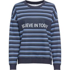 Bluza dresowa bonprix ciemnoniebiesko-niebiesko-biały w paski. Bluzy damskie bonprix. Za 49,99 zł.