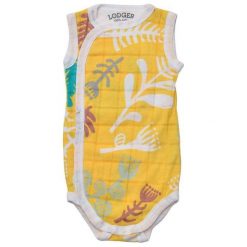Lodger Body Dziecięce Romper Fold Over Botanimal Spring 68 Żółty. Żółte body niemowlęce Lodger, na lato, bez wzorów, z bawełny, bez rękawów. Za 59,00 zł.
