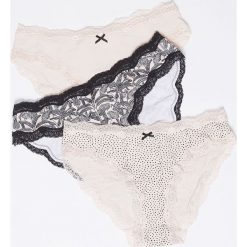 Etam - Figi (3 pack). Różowe majtki damskie Etam, s, bez wzorów, z elastanu. Za 69,90 zł.