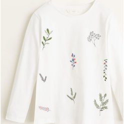 Mango Kids - Bluzka dziecięca Ramit 110-152 cm. Białe bluzki dziewczęce Mango Kids, z haftami, z bawełny, z okrągłym kołnierzem, bez rękawów, bez kaptura. W wyprzedaży za 49,90 zł.