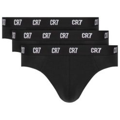 Komplet 3 par slipów Cristiano Ronaldo CR7 Main Basic Brief 3-Pack 8100-66-900. Czarne slipy męskie Cristiano Ronaldo CR7, s, bez wzorów, z elastanu. W wyprzedaży za 109,00 zł.