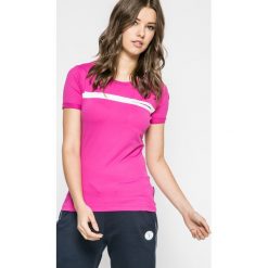 Trussardi - Top. Różowe topy sportowe damskie marki Trussardi, s, z nadrukiem, z elastanu, z okrągłym kołnierzem. W wyprzedaży za 159,90 zł.