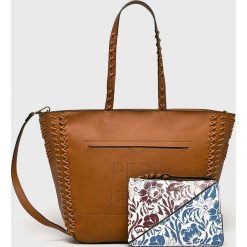 Pepe Jeans - Torebka. Niebieskie torebki klasyczne damskie Pepe Jeans, w paski, z jeansu, casualowe, na ramię, duże, bez dodatków. W wyprzedaży za 289,90 zł.