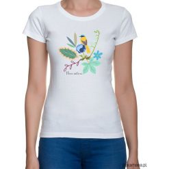 Koszulka damska. kwiaty i ptaki. Szare t-shirty damskie Pakamera, w kwiaty. Za 79,00 zł.