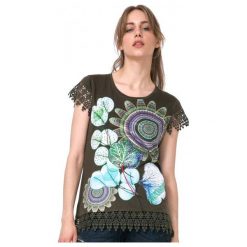 Desigual T-Shirt Damski L Khaki. Brązowe t-shirty damskie Desigual, xs. W wyprzedaży za 139,00 zł.