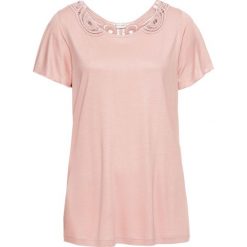 Shirt z koronką, rękawy motylki bonprix stary jasnoróżowy. Różowe koszulki damskie bonprix, w koronkowe wzory, z koronki, retro, bez kołnierzyka, bez rękawów. Za 37,99 zł.