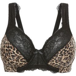 Biustonosz "minimizer" bonprix czarny - leo. Czarne biustonosze bardotka bonprix, z nadrukiem. Za 49,99 zł.