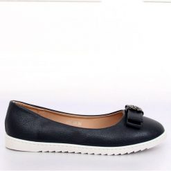 Balerinki damskie granatowe YSD-03 Navy. Niebieskie baleriny damskie ButyModne, z aplikacjami, ze skóry ekologicznej, sportowe, bez obcasa. Za 69,00 zł.