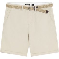 Jednokolorowe bermudy z paskiem. Brązowe spodenki i szorty męskie marki Pull&Bear, m, bez wzorów. Za 89,90 zł.