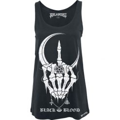 Black Blood Fuck Off Top damski czarny. Czarne topy damskie marki Black Blood, l, z nadrukiem, z jersey, z dekoltem w łódkę. Za 79,90 zł.