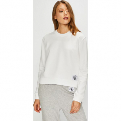 Calvin Klein Jeans - Bluza. Białe bluzy damskie marki Calvin Klein Jeans, s, bez wzorów, z bawełny, bez rękawów, bez kaptura. Za 359,90 zł.