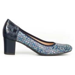 Czółenka na 5 cm słupku - skóra naturalna - model 1252 - kolor motyw etniczny. Czółenka damskie Zapato, bez wzorów, ze skóry, bez obcasa, na słupku. Za 319,00 zł.
