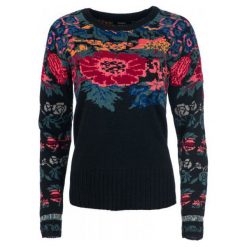 Desigual Sweter Damski Tulipan S, Czarny. Czarne swetry damskie Desigual, s, bez wzorów, z materiału, z długim rękawem, długie, bez kaptura. W wyprzedaży za 414,00 zł.