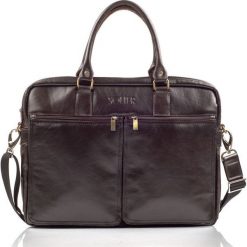 Męska torba ze skóry na ramię, laptopa ROYAL brąz. Torby męskie skórzane Solier, w paski, z bawełny, eleganckie, na ramię. Za 529,00 zł.