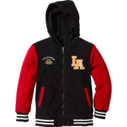 Bluza bejsbolówka z polaru bonprix czarno-ciemnoczerwony. Czerwone bejsbolówki męskie marki bonprix, m, z haftami, z polaru. Za 59,99 zł.