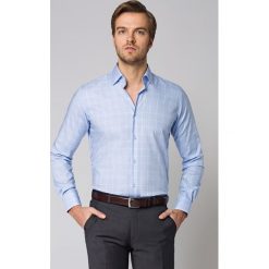 Koszula Błękitna w Kratę Floss. Niebieskie koszule męskie LANCERTO, na lato, m, z haftami, z bawełny, eleganckie. Za 299,90 zł.
