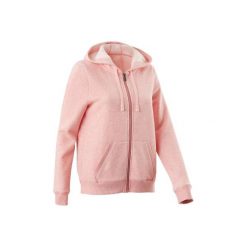 Bluza na zamek z kapturem Gym & Pilates 520 damska. Różowe bluzy damskie marki DOMYOS, xl, bez wzorów, z bawełny, bez rękawów, z kapturem. Za 64,99 zł.