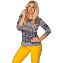 Dzianinowa bluzka we wzory. Bluzki damskie Made in Poland, bez wzorów, z elastanu, bez kołnierzyka, bez rękawów. Za 39,00 zł.
