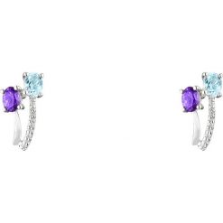 Złote kolczyki-wkrętki z diamentami, ametystami i topazami. Szare kolczyki damskie Diamond & Co, z topazem, złote. W wyprzedaży za 593,95 zł.