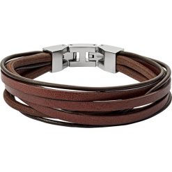 Fossil - Bransoletka skórzana. Pomarańczowe bransoletki męskie Fossil, ze stali. Za 219,90 zł.