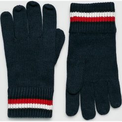 Tommy Hilfiger - Rękawiczki. Niebieskie rękawiczki męskie marki TOMMY HILFIGER, z bawełny. W wyprzedaży za 139,90 zł.