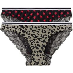 Figi rio (2 pary) bonprix w cętki leoparda + w gwiazdy. Majtki damskie bonprix. Za 39,98 zł.