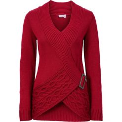 Swetry klasyczne damskie: Sweter dzianinowy bonprix ciemnoczerwony