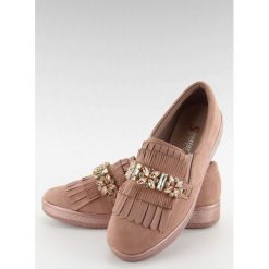 Slipony różowe FANTINE. Różowe buty sportowe damskie FunKee.pl, bez wzorów, z zamszu, eleganckie. Za 98,99 zł.