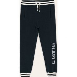 Pepe Jeans - Spodnie dziecięce Peter 128-180 cm. Niebieskie spodnie chłopięce Pepe Jeans, z nadrukiem, z elastanu. Za 179,90 zł.