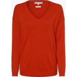 Tommy Hilfiger - Sweter damski z dodatkiem kaszmiru, pomarańczowy. Pomarańczowe swetry damskie TOMMY HILFIGER, s, bez wzorów, z wełny, bez rękawów, bez kaptura. Za 579,95 zł.