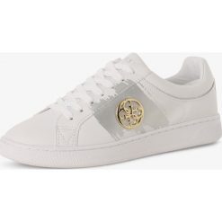 Guess Jeans - Tenisówki damskie, biały. Białe trampki i tenisówki damskie Guess Jeans, z aplikacjami, z jeansu, bez zapięcia. Za 399,95 zł.