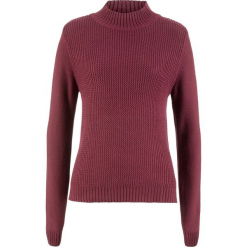 Sweter bawełniany ze stójką i strukturalnym wzorem bonprix bordowy. Czerwone swetry klasyczne damskie bonprix, z bawełny, ze stójką. Za 74,99 zł.