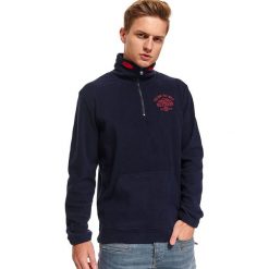 Bluza polarowa ze stójką. Niebieskie bluzy męskie Top Secret, na zimę, m, bez wzorów, z polaru, ze stójką, bez rękawów, bez kaptura. W wyprzedaży za 99,99 zł.
