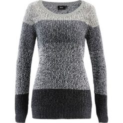 Sweter bonprix antracytowy melanż w paski. Szare swetry klasyczne damskie bonprix. Za 74,99 zł.