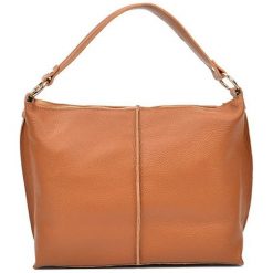 Torebki klasyczne damskie: Skórzana torebka w kolorze jasnobrązowym – (S)44 x (W)26 x (G)13 cm