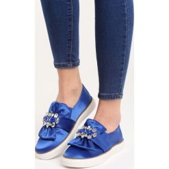 Trampki damskie slip on: Niebieskie Slip On Never Too Late