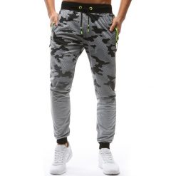 Spodnie dresowe męskie: Spodnie męskie dresowe camo szare (ux1216)